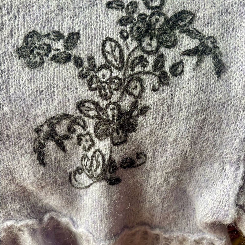 Free People Lavender Knit Crop Top with Black Embroidery - Picture 4 of 6